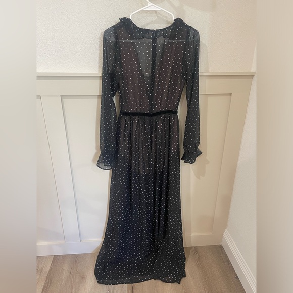 For Love And Lemons Black Sheer Polka Dot Maxi Dress - Picture 9 of 11
